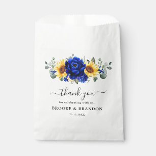 Royal Blue Rustic Sunflower Modern Floral Wedding Favour Bags
