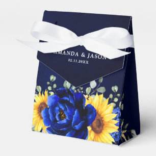 Royal Blue Rustic Sunflower Modern Floral Wedding  Favour Box