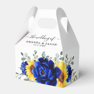 Royal Blue Rustic Sunflower Modern Floral Wedding Favour Box