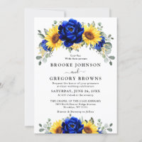 Royal Blue Rustic Sunflower Modern Floral Wedding 