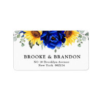 Royal Blue Rustic Sunflower Modern Floral Wedding 