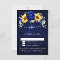 Royal Blue Rustic Sunflower Modern Floral Wedding 