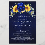 Royal Blue Rustic Sunflower Modern Wedding Program<br><div class="desc">Elegant and modern rustic country wedding program features bright yellow sunflower,  Royal blue peonies ,  baby’s breath,  gypsophila floral frame / wreath with eucalyptus leaves. Please find more matching designs and variations from my "blissweddingpaperie" store. And feel free to contact me for further customisation or matching items.</div>