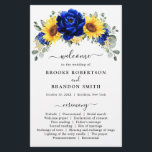 Royal Blue Rustic Sunflower Modern Wedding Program<br><div class="desc">Elegant and modern rustic country wedding program features bright yellow sunflower,  Royal blue peonies ,  baby’s breath,  gypsophila floral frame / wreath with eucalyptus leaves. Please find more matching designs and variations from my "blissweddingpaperie" store. And feel free to contact me for further customisation or matching items.</div>