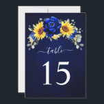 Royal Blue Rustic Sunflower Table Number Card<br><div class="desc">Elegant and modern rustic country wedding table number card features bright yellow sunflower,  Royal blue peonies ,  baby’s breath,  gypsophila floral frame / wreath with eucalyptus leaves. Please find more matching designs and variations from my "blissweddingpaperie" store. And feel free to contact me for further customisation or matching items.</div>