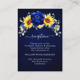 Royal Blue Rustic Sunflower Wedding Reception Encl Enclosure Card