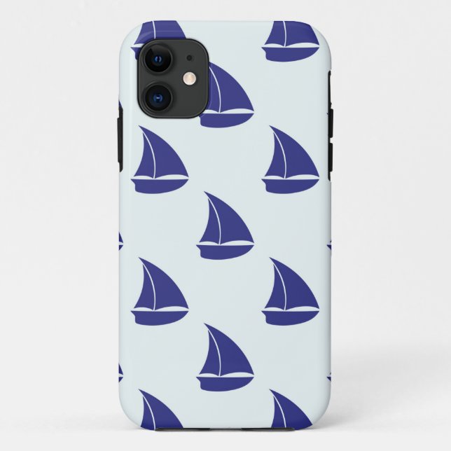 Royal Blue Sailboat Pattern Case-Mate iPhone Case (Back)