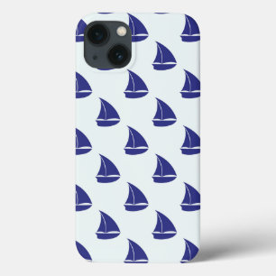 Royal Blue Sailboat Pattern iPhone 13 Case