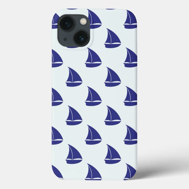 Royal Blue Sailboat Pattern Case-Mate iPhone Case (Back)