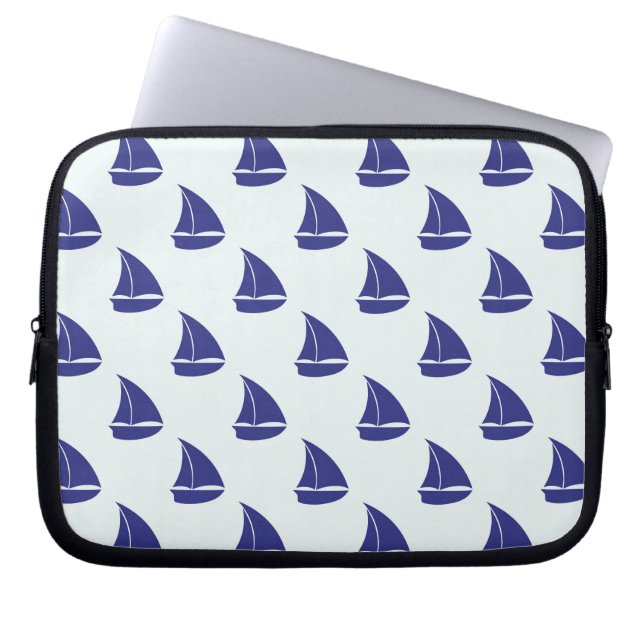 Royal Blue Sailboat Pattern Laptop Sleeve (Front)