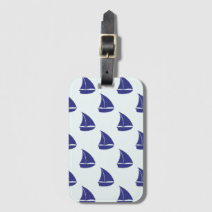 Royal Blue Sailboat Pattern Luggage Tag