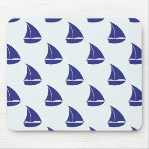 Royal Blue Sailboat Pattern Mouse Mat