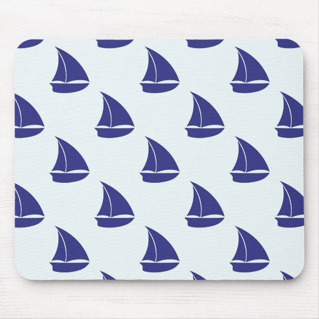 Royal Blue Sailboat Pattern Mouse Mat (Front)