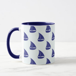 Royal Blue Sailboat Pattern Mug