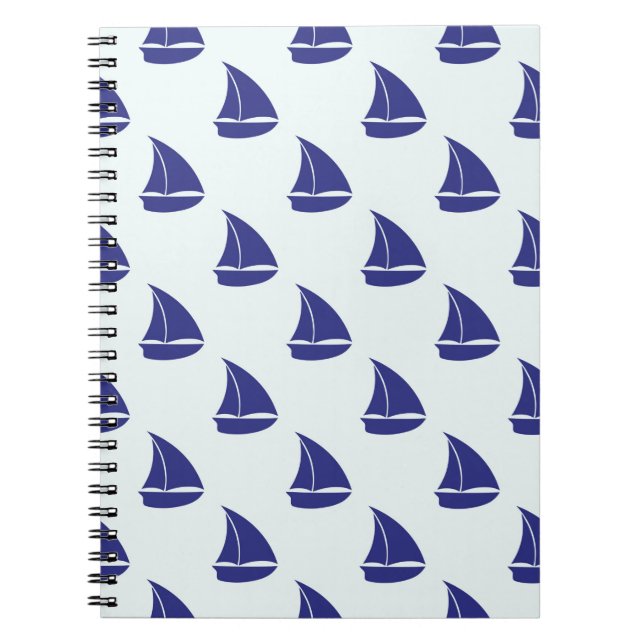 Royal Blue Sailboat Pattern Notebook (Front)