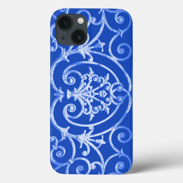 Royal blue scrollwork pattern Case-Mate iPhone cas Case (Back)