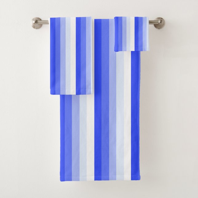 Royal blue shadow stripes bath towel set (Insitu)