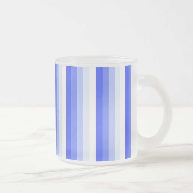 Royal blue shadow stripes frosted glass coffee mug (Right)
