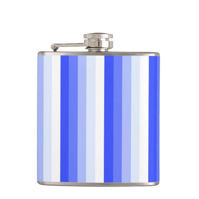Royal blue shadow stripes hip flask (Front)