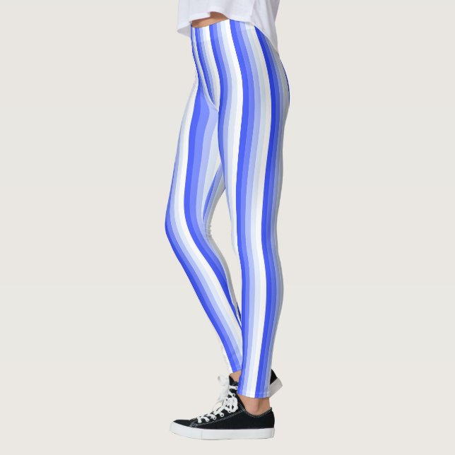 Royal blue shadow stripes leggings (Left)
