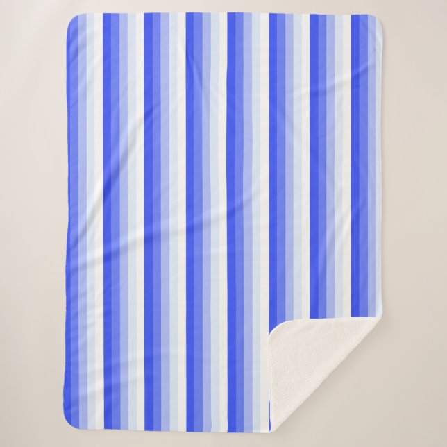Royal blue shadow stripes sherpa blanket (Front)