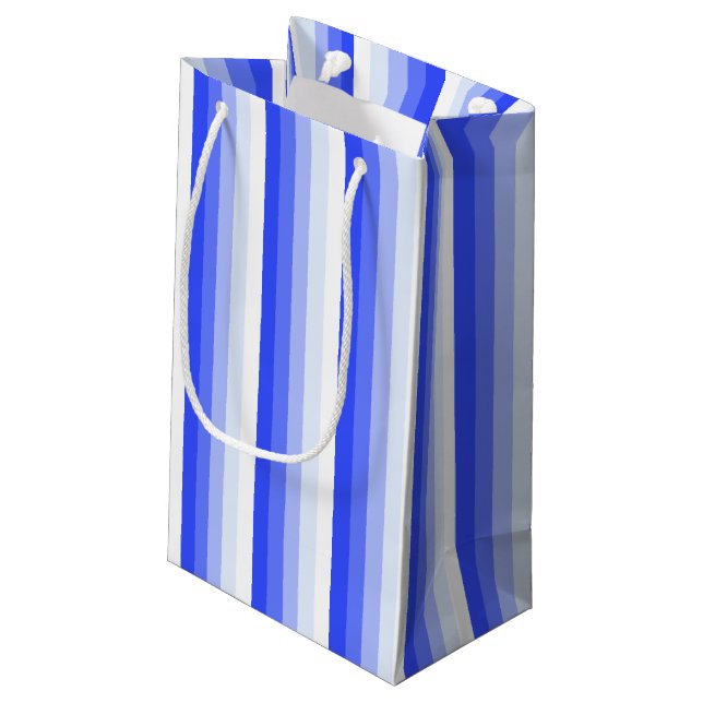 Royal blue shadow stripes small gift bag (Back Angled)