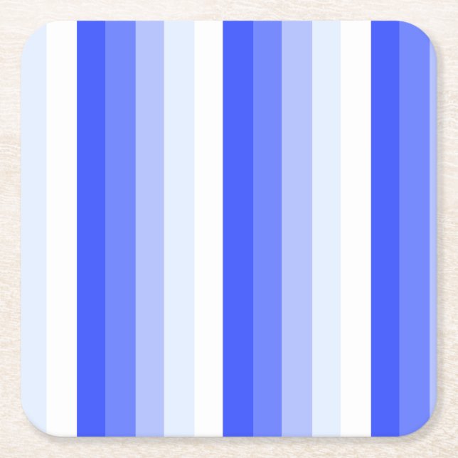 Royal blue shadow stripes square paper coaster (Front)