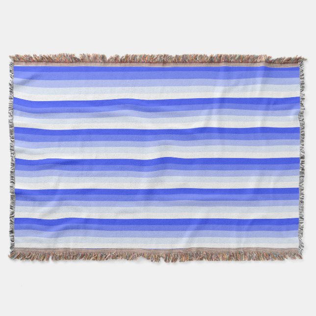 Royal blue shadow stripes throw blanket (Front)