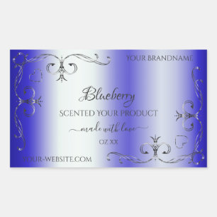 Royal Blue Shimmery Product Labels Silver Ornate