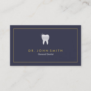 Royal Blue Shiny Tooth Dental Appointment Card