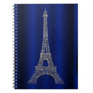Royal Blue & Silver Eiffel Tower Paris Modern Glam Notebook