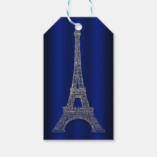 Royal Blue Silver Eiffel Tower Paris Wedding Favou Gift Tags