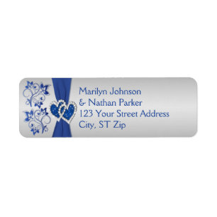 Royal Blue, Silver Floral Return Address Labels