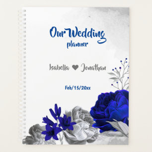 royal blue silver floral wedding planner