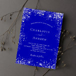 Royal blue silver glitter dust wedding invitation<br><div class="desc">A royal blue background,  decorated with faux silver glitter dust. The blue colour is uneven. Personalise and add your names and details.</div>