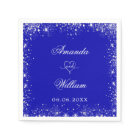 Royal blue silver glitter names heart wedding