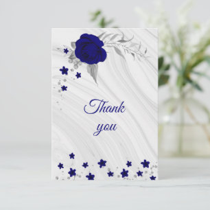royal blue silver grey floral marble thank you car