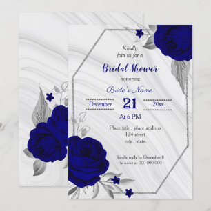 royal blue silver grey geometric bridal shower inv invitation