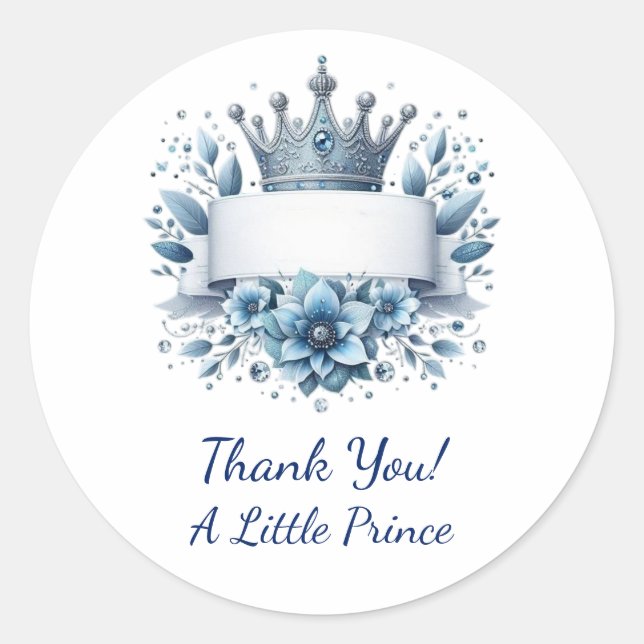 Royal Blue Silver Prince Crown Sticker (Front)