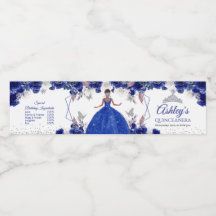Royal Blue Silver Princess Quinceañera Water
