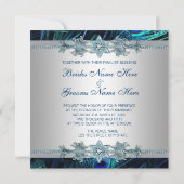 Royal Blue Silver Royal Indian Peacock Wedding Invitation (Back)