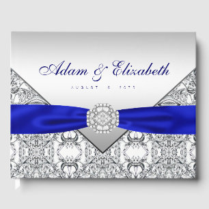 Royal Blue Silver Wedding Guest Book