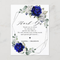 Royal blue silver white Geometric Wedding Thank Yo