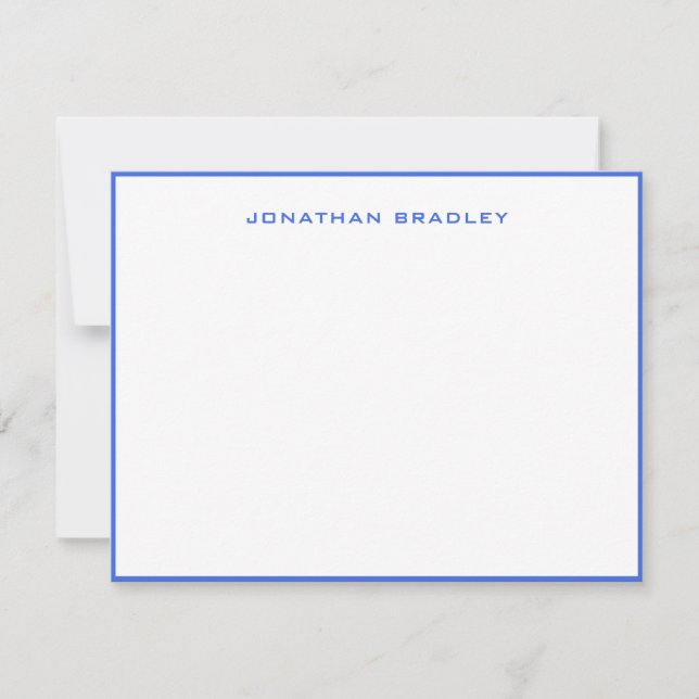 Royal Blue Simple Border All Caps Full Name Card (Front)