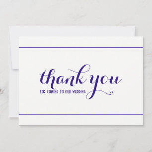 Royal Blue Simple & Elegant Thank You Wedding Card