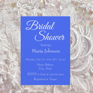 Royal Blue Simple Style Bridal Shower Invitation