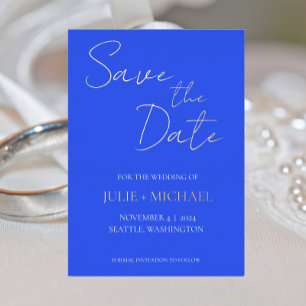 Royal Blue Simple Style Wedding Save the Date