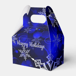 Royal Blue Snowflake Motif Gable Favour Box