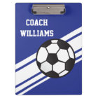 Royal Blue Soccer Coach Personalised Clipboard
