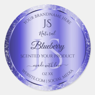 Royal Blue Soft Glitter Product Labels Monogram
